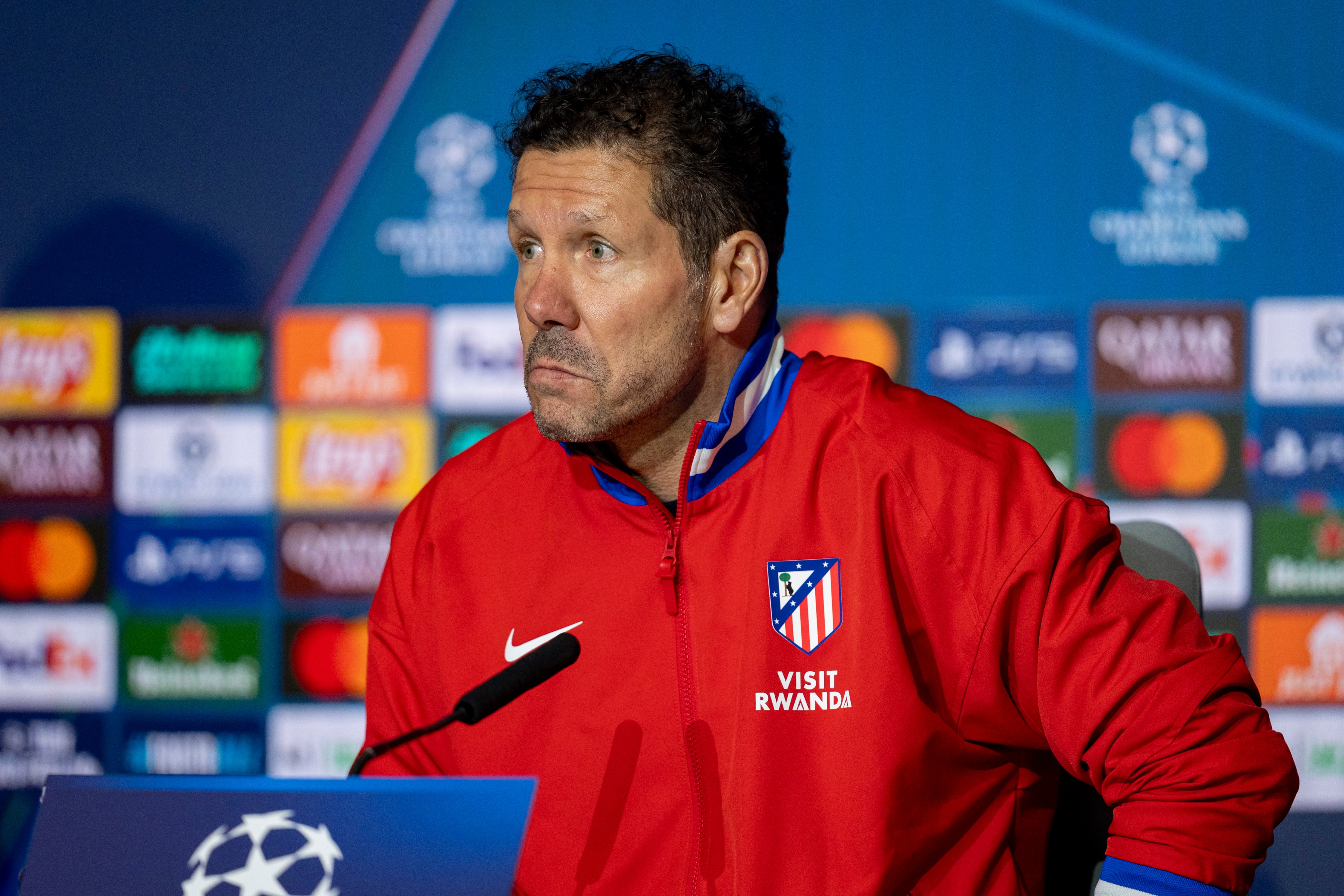 Diego Pablo Simeone, en la rueda de prensa previa al Atlético de Madrid-Bodo de Champions