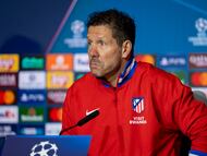 Diego Pablo Simeone, en la rueda de prensa previa al Atlético de Madrid-Bodo de Champions