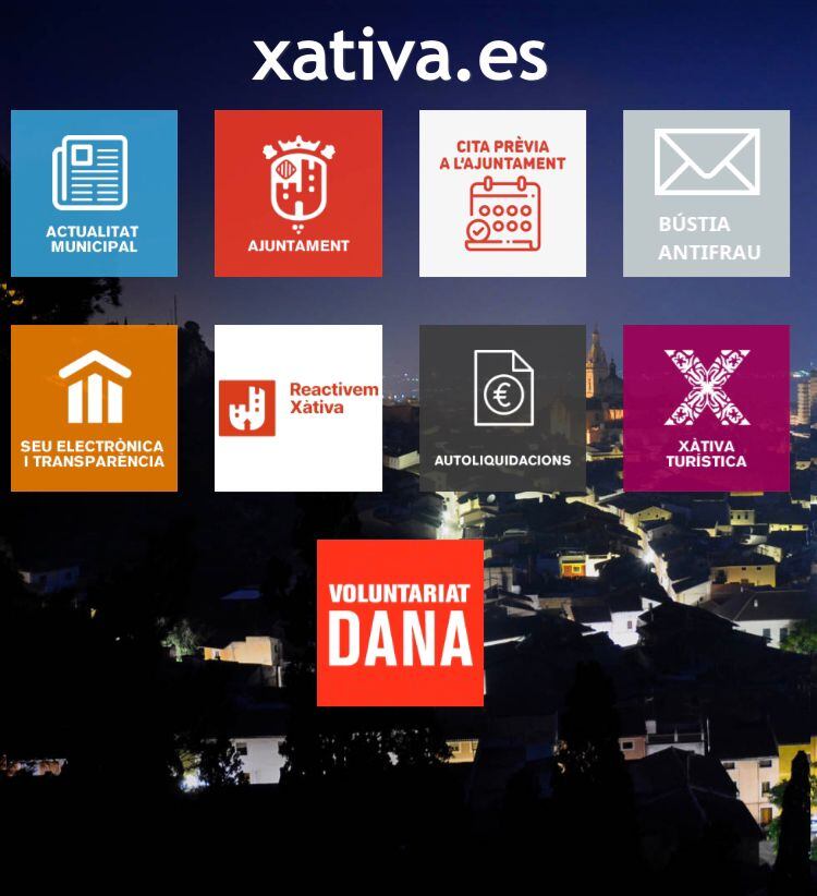 Portada de la web municipal del Ayuntamiento de Xàtiva