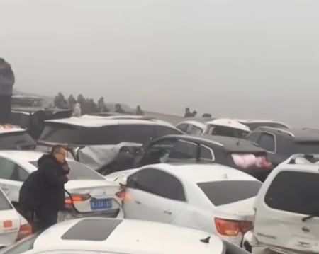 Imagen del accidente en el puente de Huanghe.