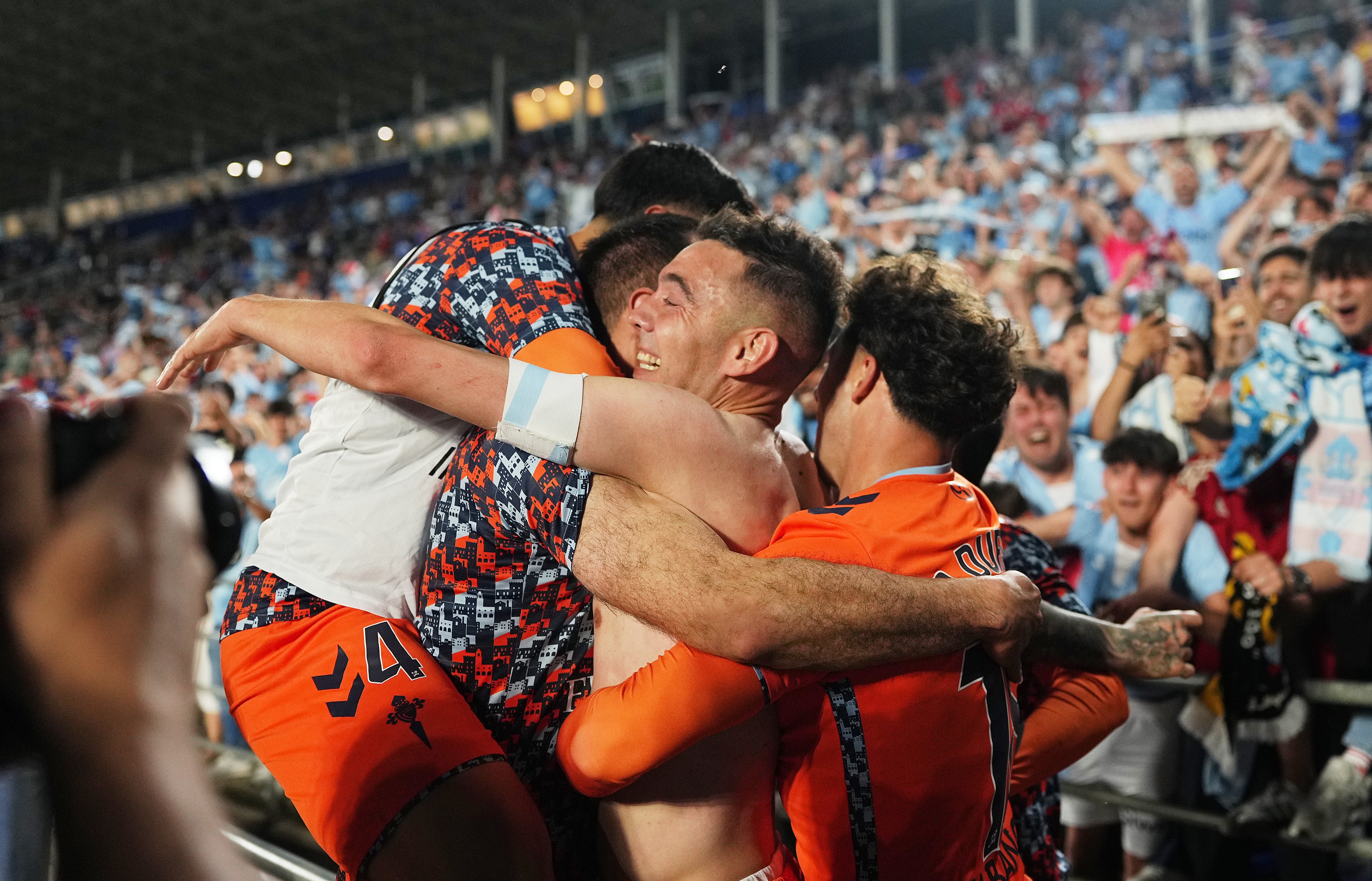 Iago Aspas celebrando el gol que daba la clasificación al Celta de Vigo al final de esta temporada 2024-25