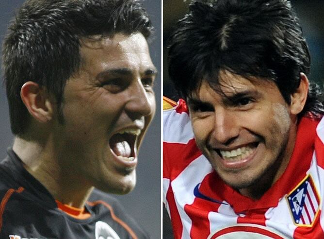 Villa y el Kun, pilares del Valencia y del Atlético respectivamente