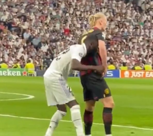 Rudiger y Haaland, durante el partido.