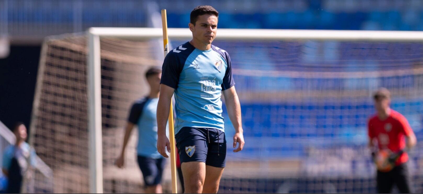 Luca Sangalli, en el entrenamiento del Málaga del lunes