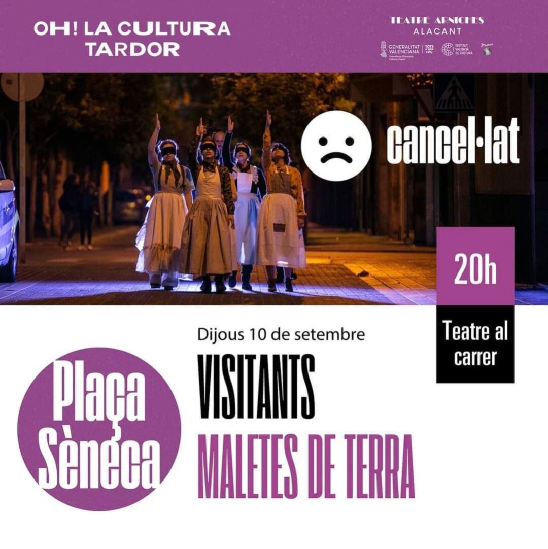 Cartel anunciando la cancelación del espectáculo