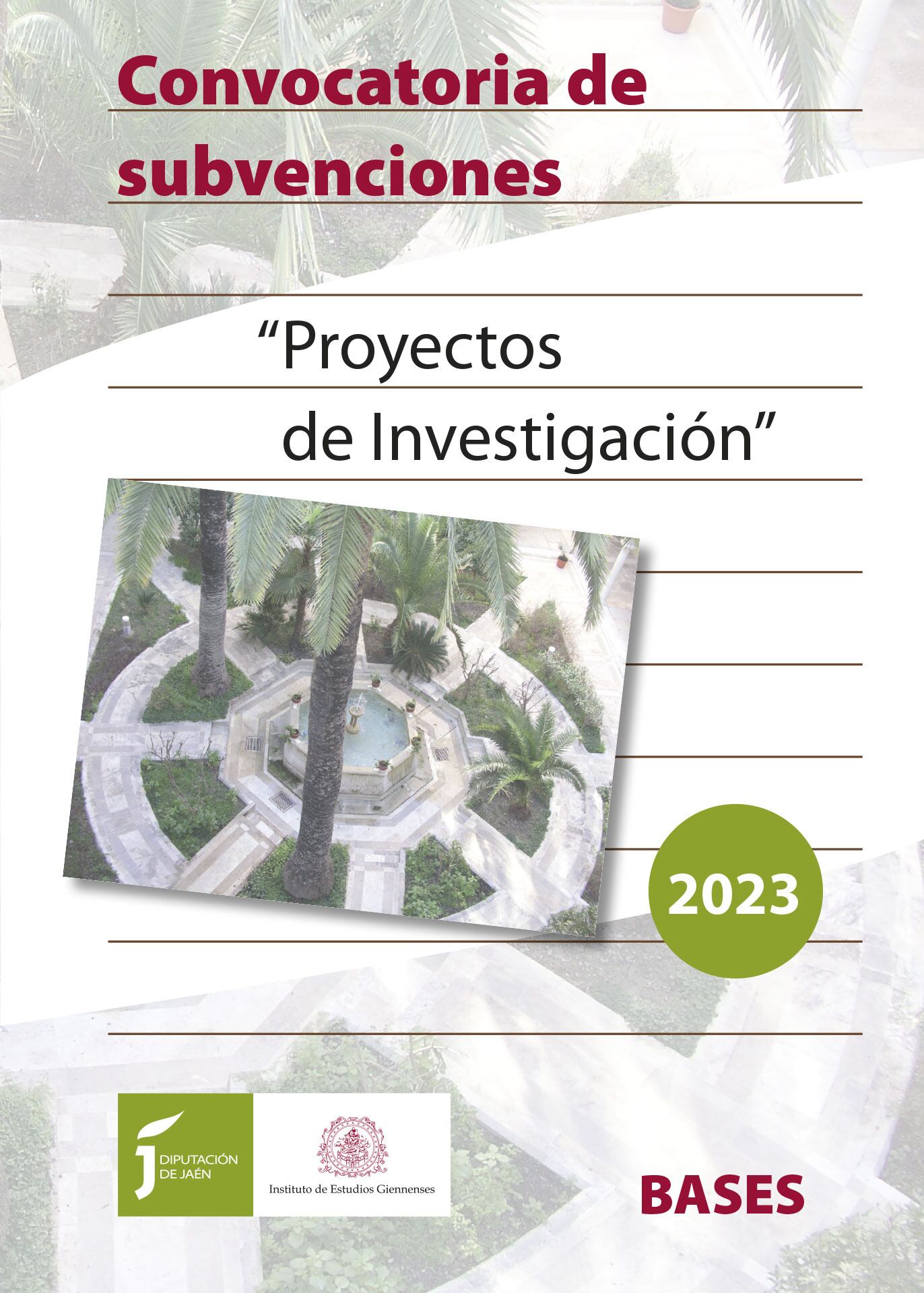 Portada bases Subvenciones proyectos de investigación IEG 2023