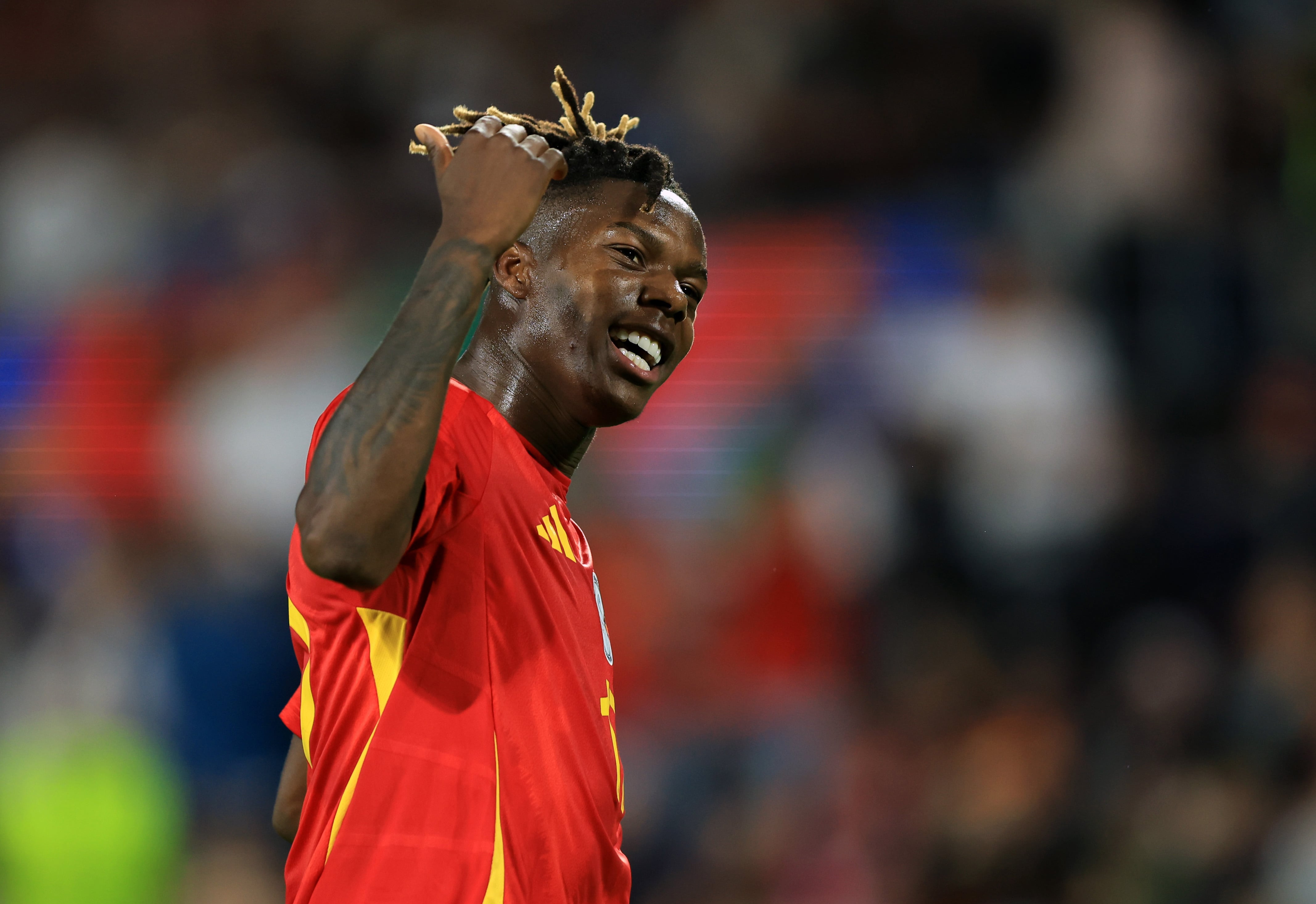 Nico Williams celebra su gol con España.