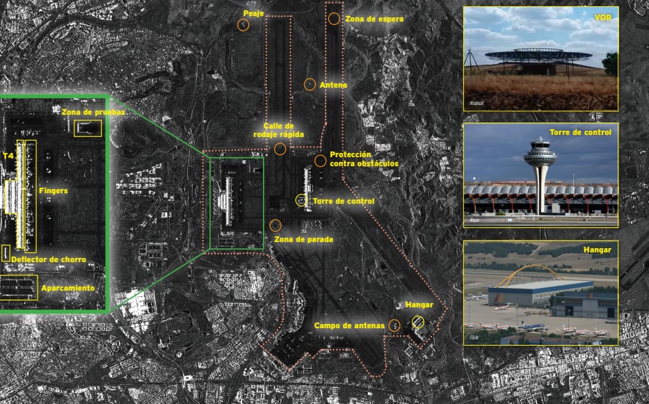 Imagen del Aeropuerto de Madrid tomada por el satélite PAZ (Autor: Hisdesat)