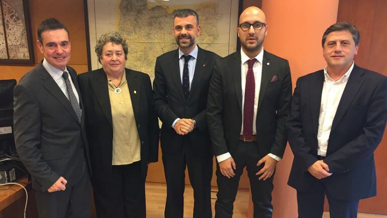 Els alcaldes de Tordera, Tossa i Lloret de Mar amb el Conseller de Territori i Sostenibilitat.