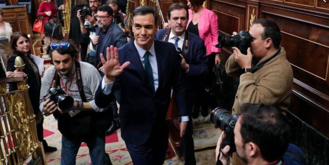 Pedro Sánchez en la primera jornada del debate de investidura