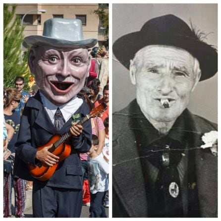 Cabezudo de Mangurrino y el personaje original.