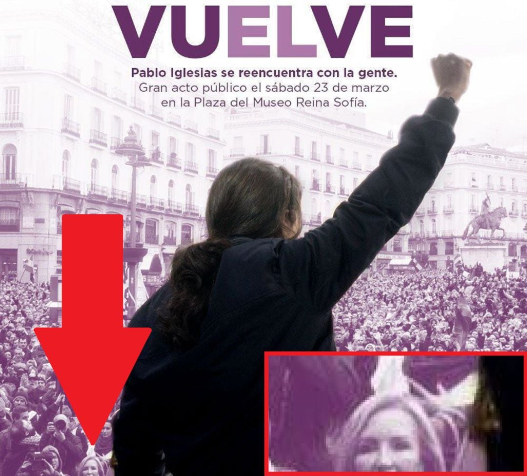 Carmen Lomana, en el cartel retirado por Podemos.