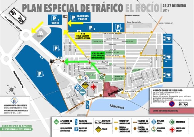 Plan Especial de Tráfico en la Aldea del Rocío para este fin de semana