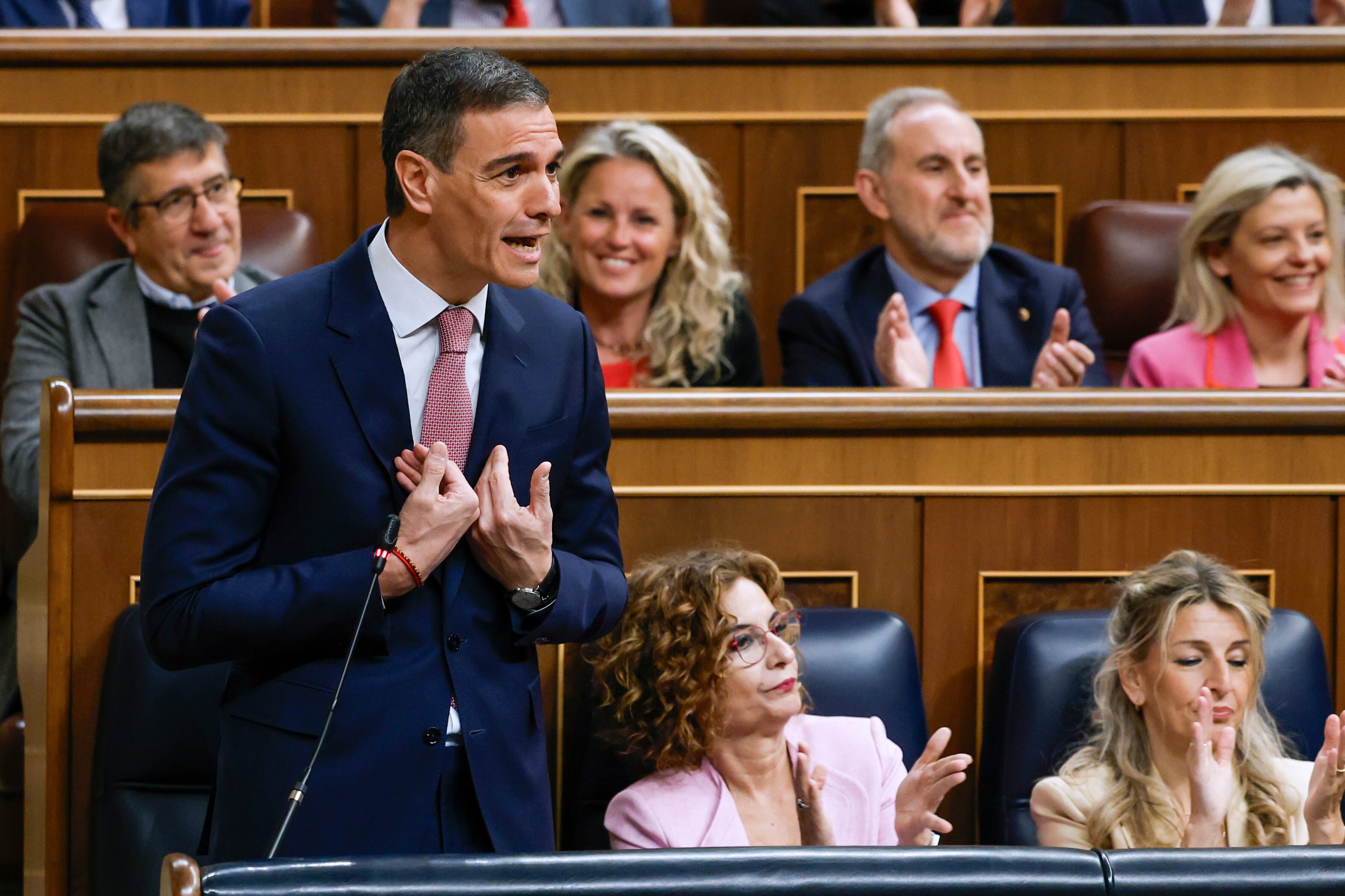 El presidente del Gobierno, Pedro Sánchez interviene en la sesión de control al Ejecutivo, este miércoles