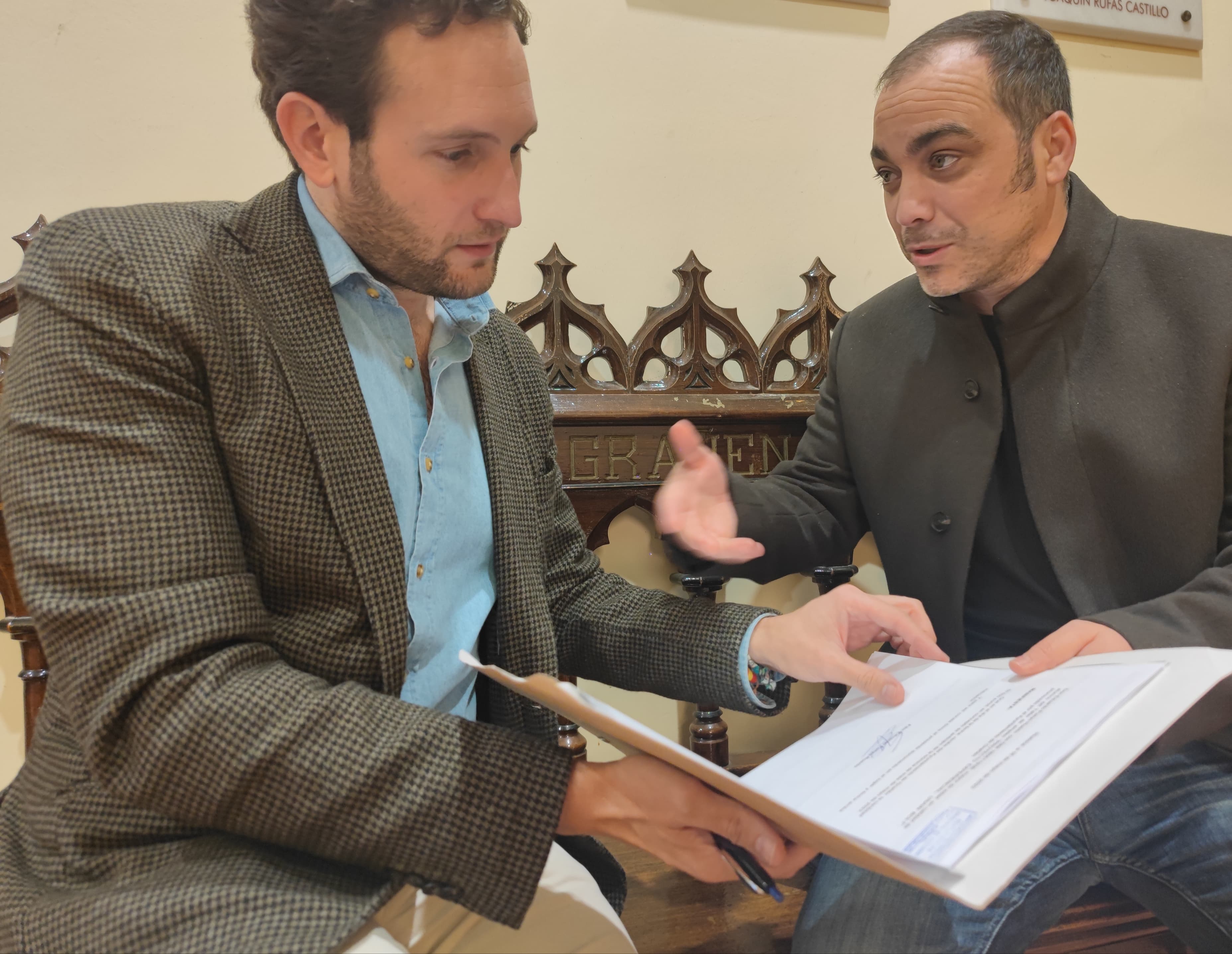 Carlos Sampériz durante su encuentro con Isaac Claver