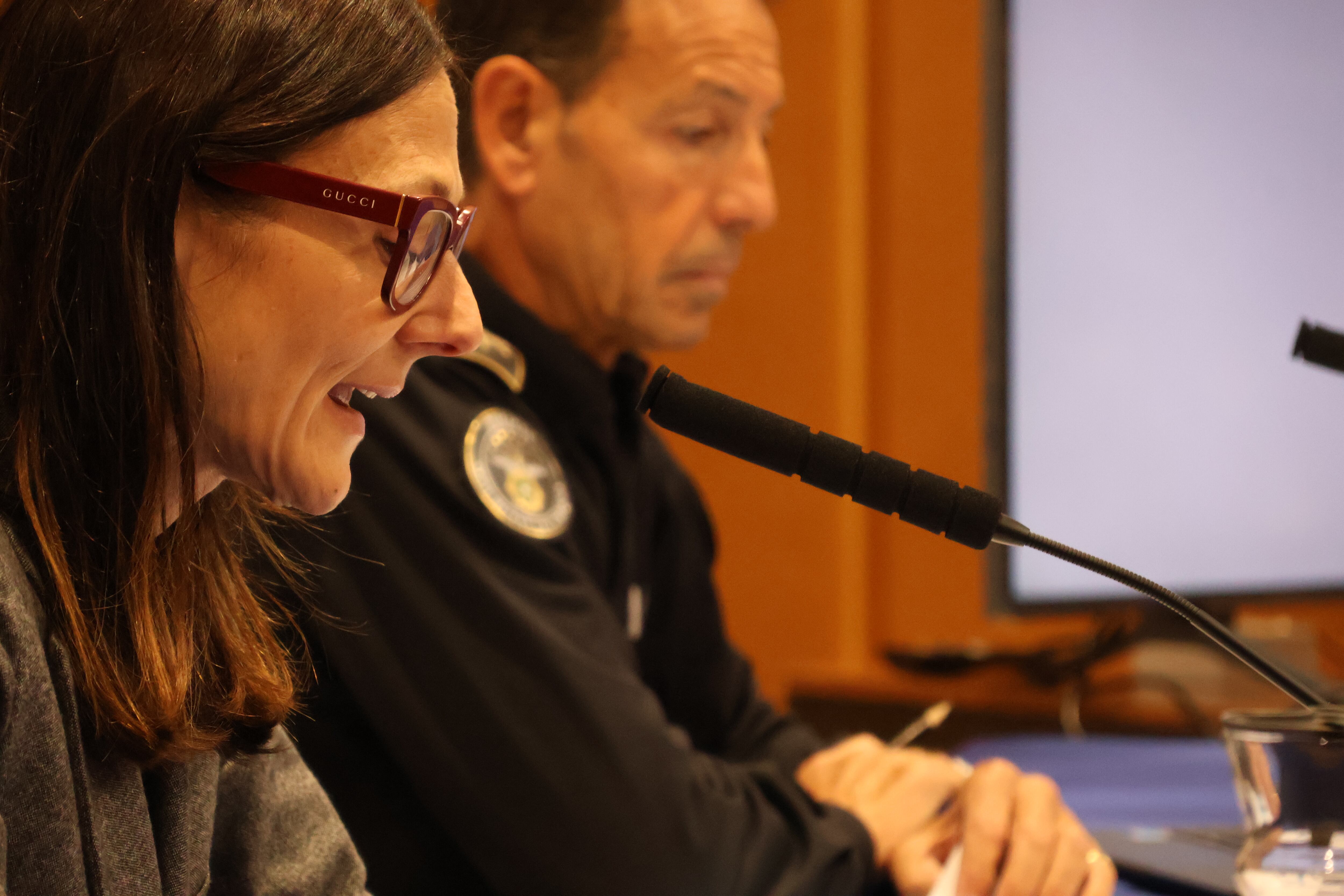 Presentació de les dades sobre seguretat ciutadana dels darrers deu anys a càrrec de la ministra de Justícia i Interior, Ester Molné, i del director de la policia, Bruno Lasne