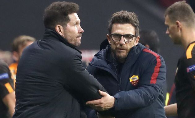 Simeone y Di Francesco se saludan en el Wanda Metropolitano