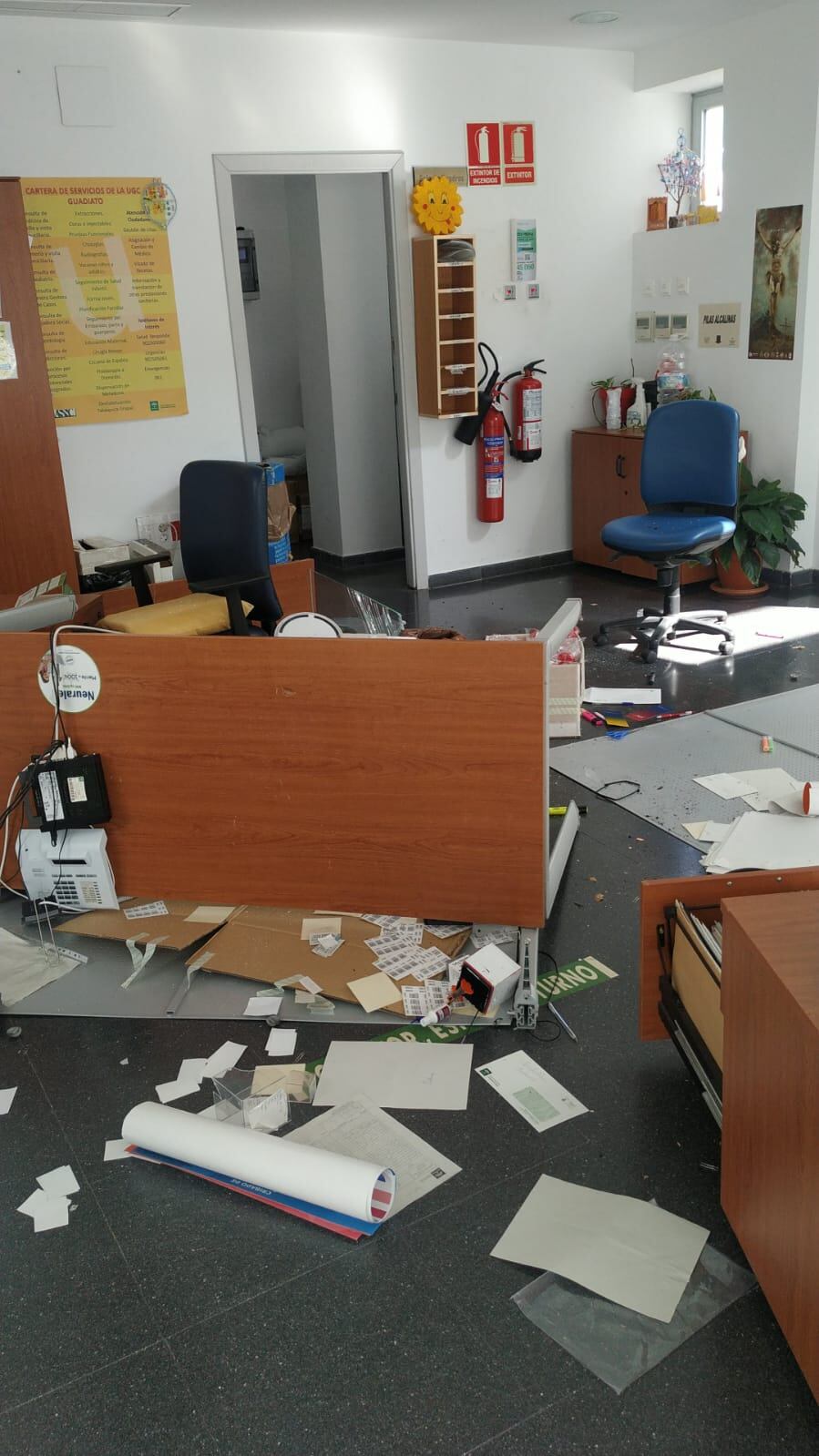 Instalaciones destrozadas en el centro de salud de Belmez.