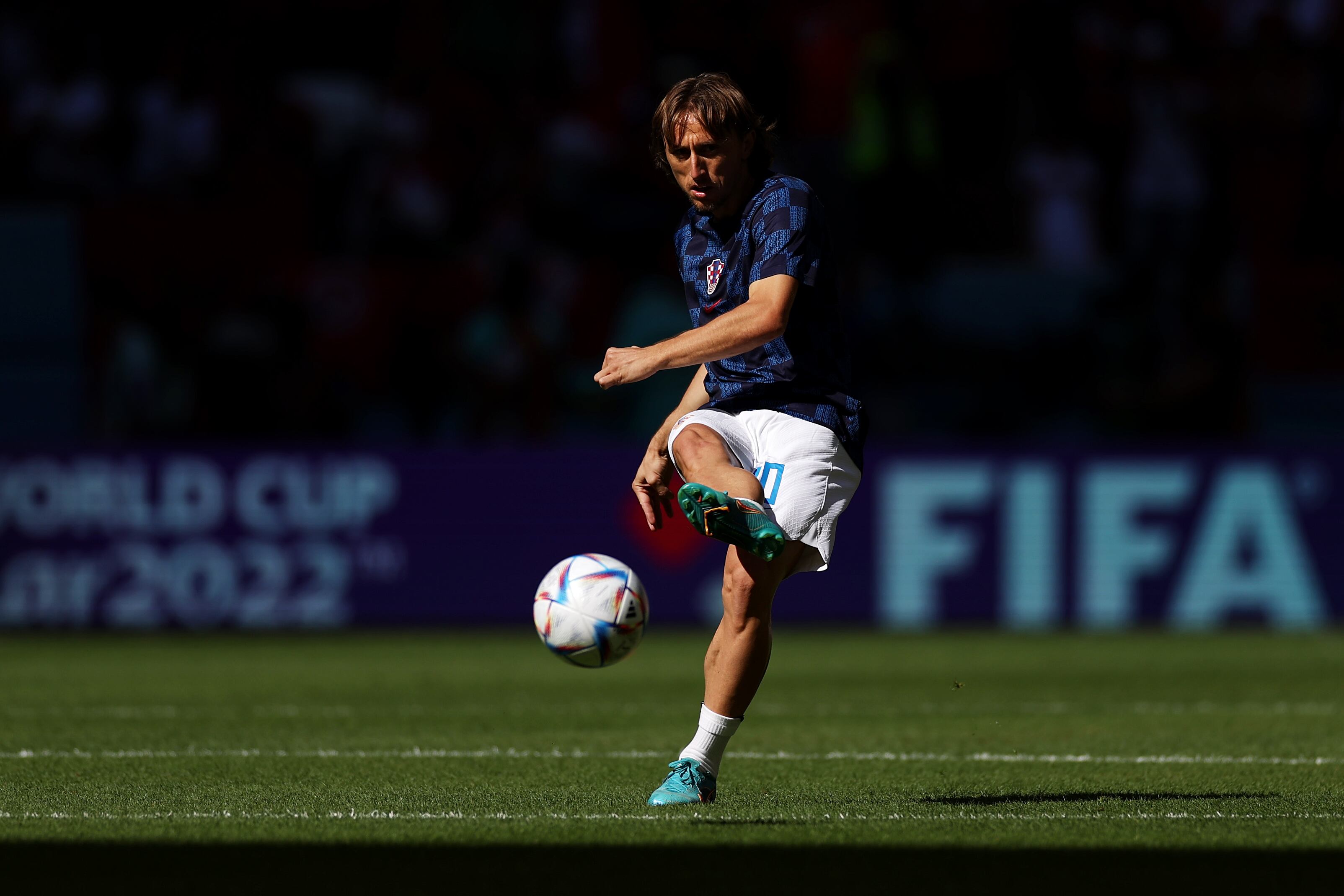 Luka Modric entrena antes del partido de Croacia contra Marruecos