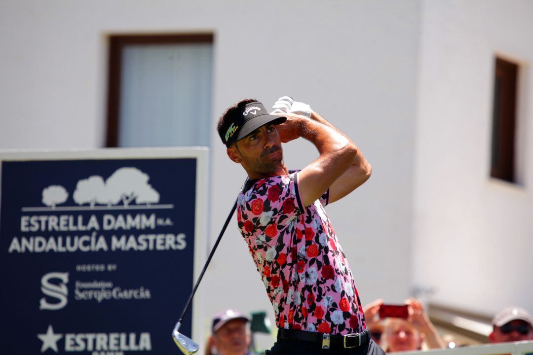 Álvaro Quirós durante una de las partidas en el pasado Estrella Damm Andalucía Masters celebrado en Valderrama.