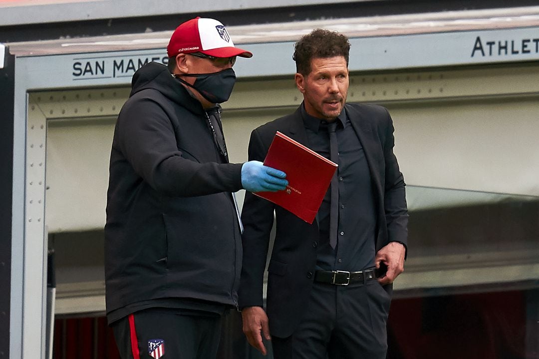 Germán Burgos y Simeone durante su etapa juntos en el Atlético de Madrid.