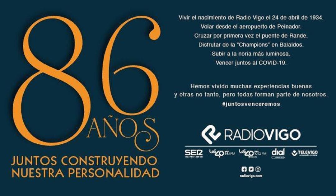 Imagen corporativa del 86 aniversario de Radio Vigo