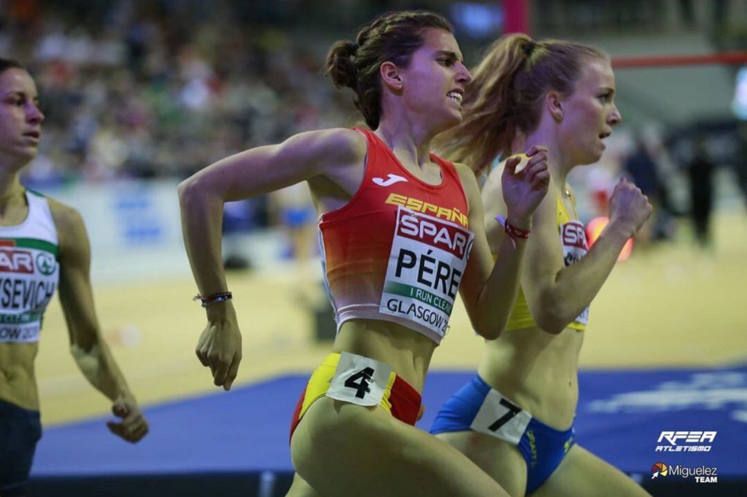 Marta Pérez, durante una competición con la selección Española.