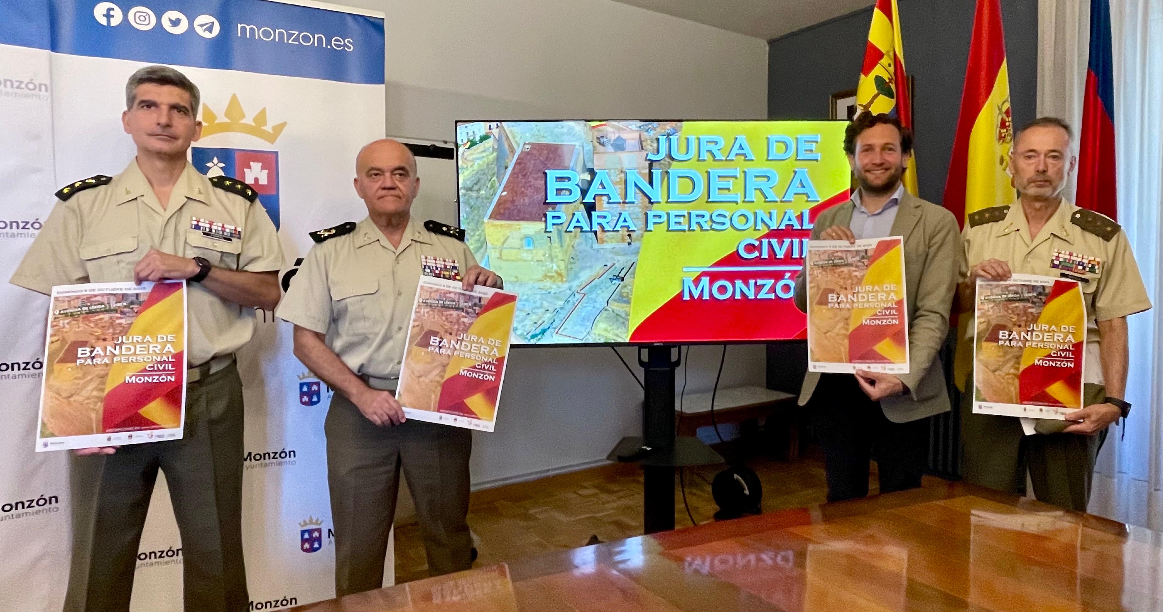 Presentación del primer acto de jura de bandera en Monzón.