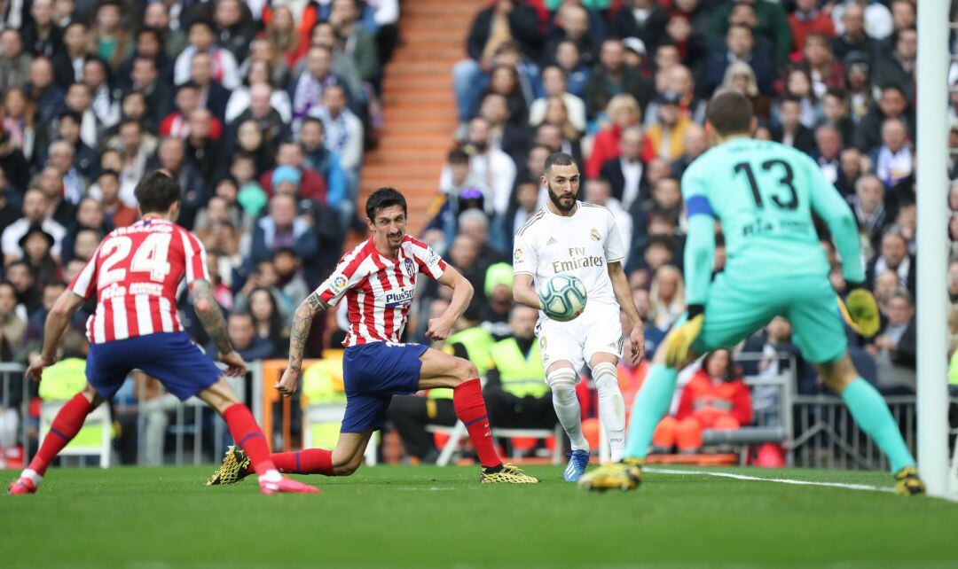 Un instante de un derbi entre el Real Madrid y el Atlético.