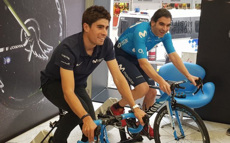 Mikel Landa realizando pruebas con su nueva bicicleta.