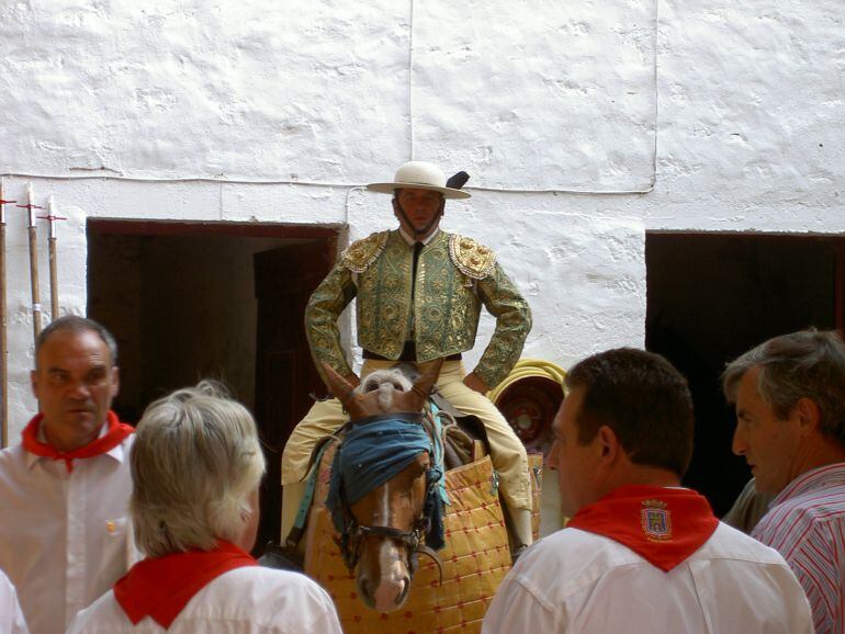 Patio de caballos de la Plaza de Toros de Tafalla durante la feria taurina de agosto