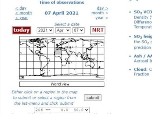 Imagen del mapa generado por el proyecto para detectar fenómenos meteorológicos amenazantes para la aviación