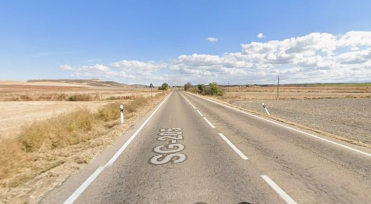 Carretera SG-205 entre Cuéllar y Cerezo de Abajo