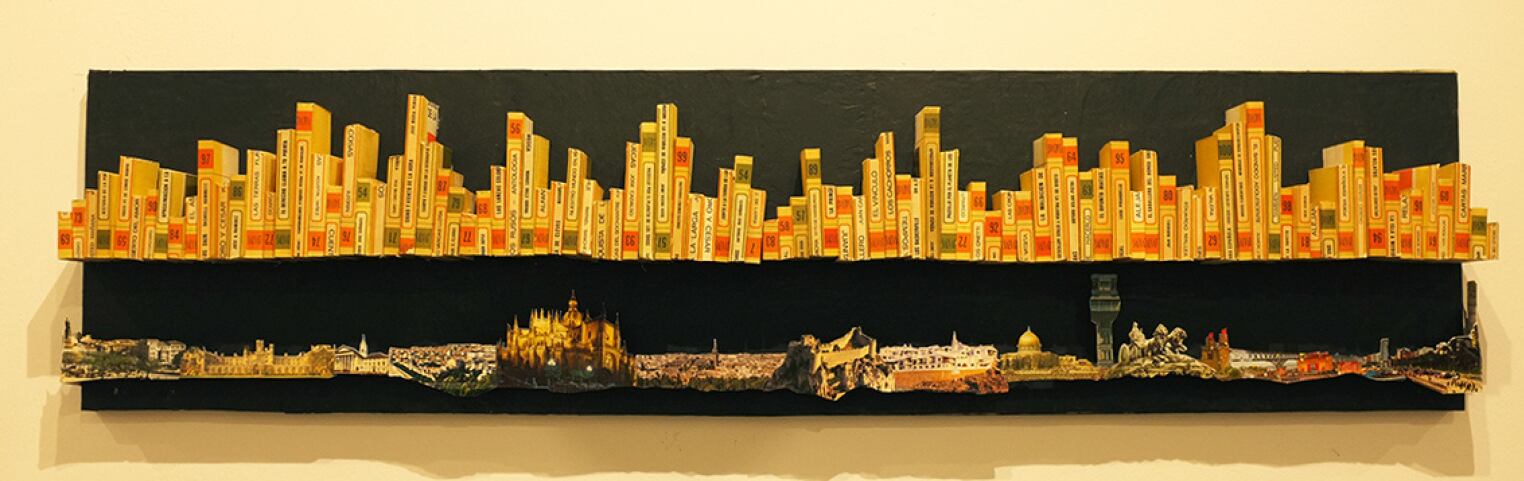 Skyline de Nueva York confeccionado con libros