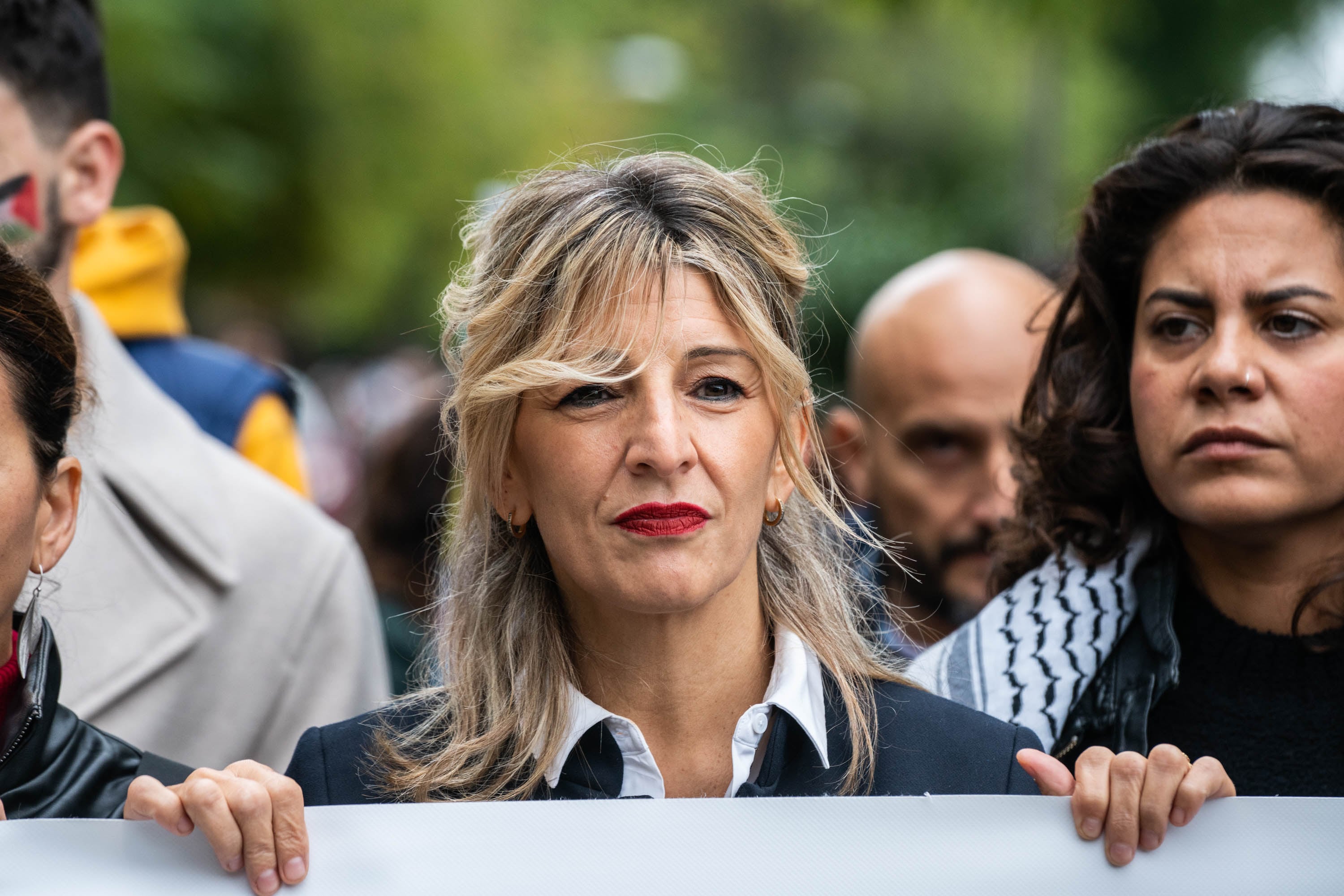 Yolanda Díaz, en la manifestación en apoyo de Palestina.