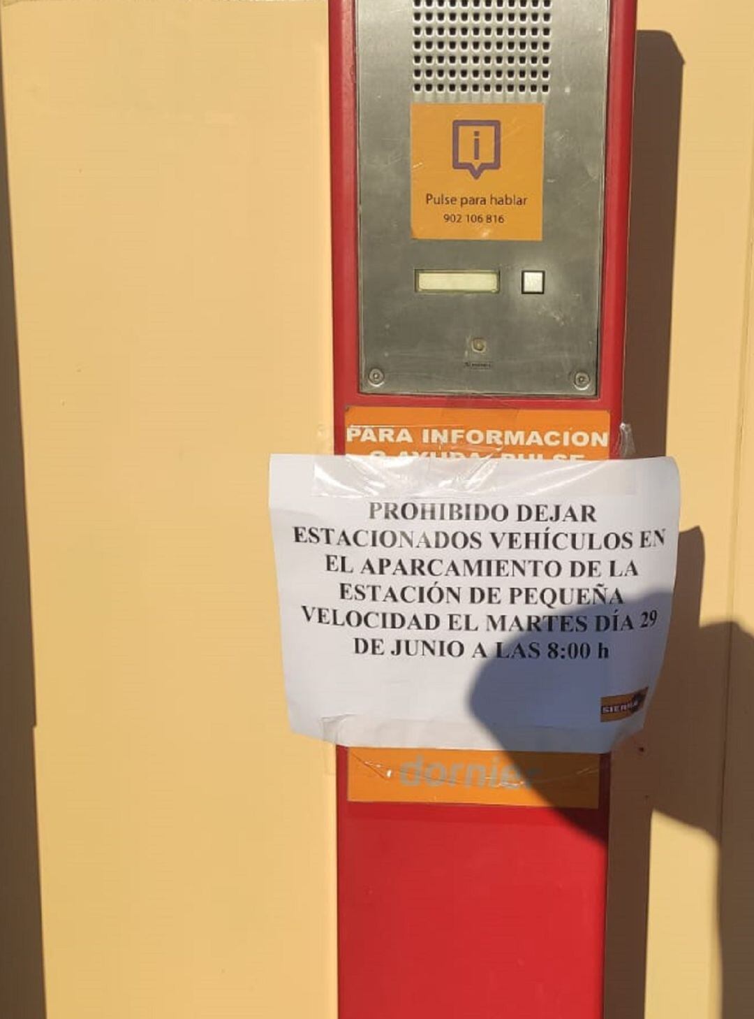 El martes 29 estará prohibido estacionar en el aparcamiento de la estación de pequeña velocidad por motivo de las obras