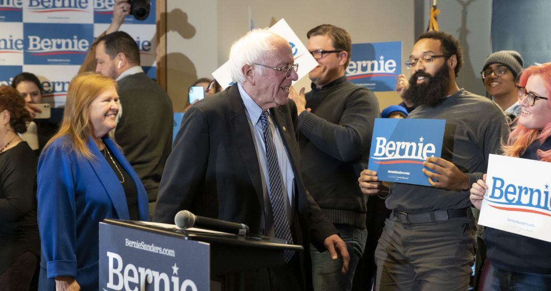 Bernis Sanders durante su campaña en New Hampshire.