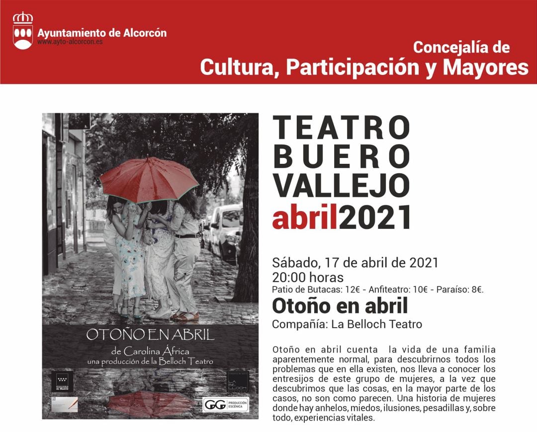 Cartel de la obra de teatro &quot;Otoño en abril&quot;