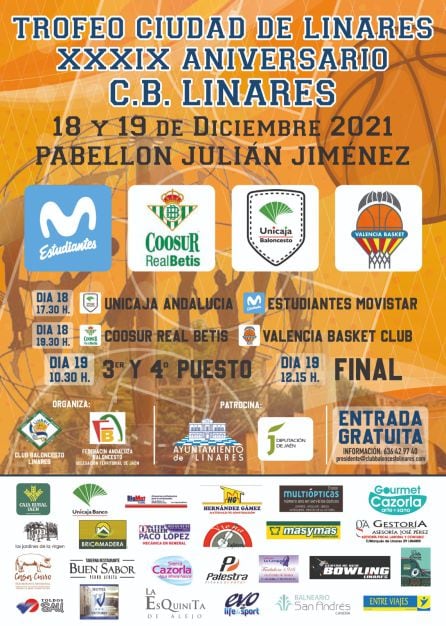 Cartel del Trofeo &quot;Ciudad de Linares&quot; de Baloncesto.