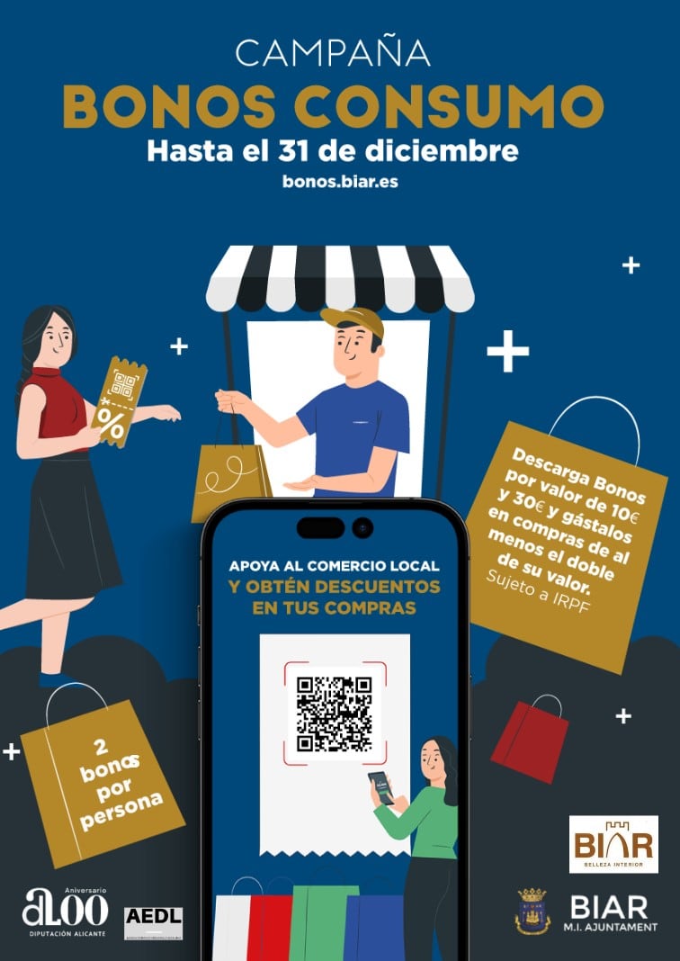 Cartel de la campaña de bonos en Biar