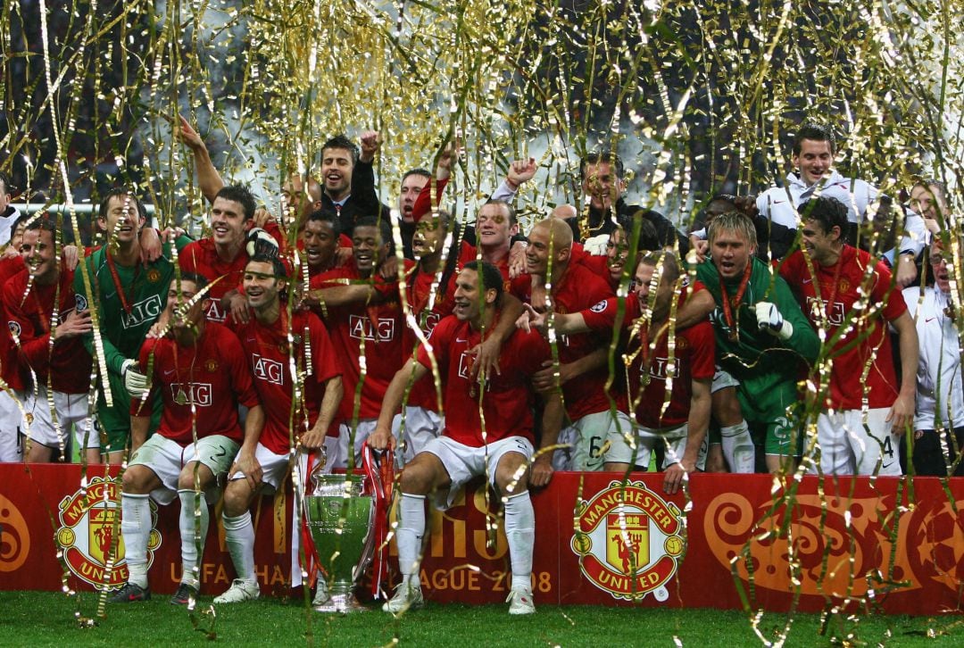 Manchester United celebrando la Champions League en 2008. 