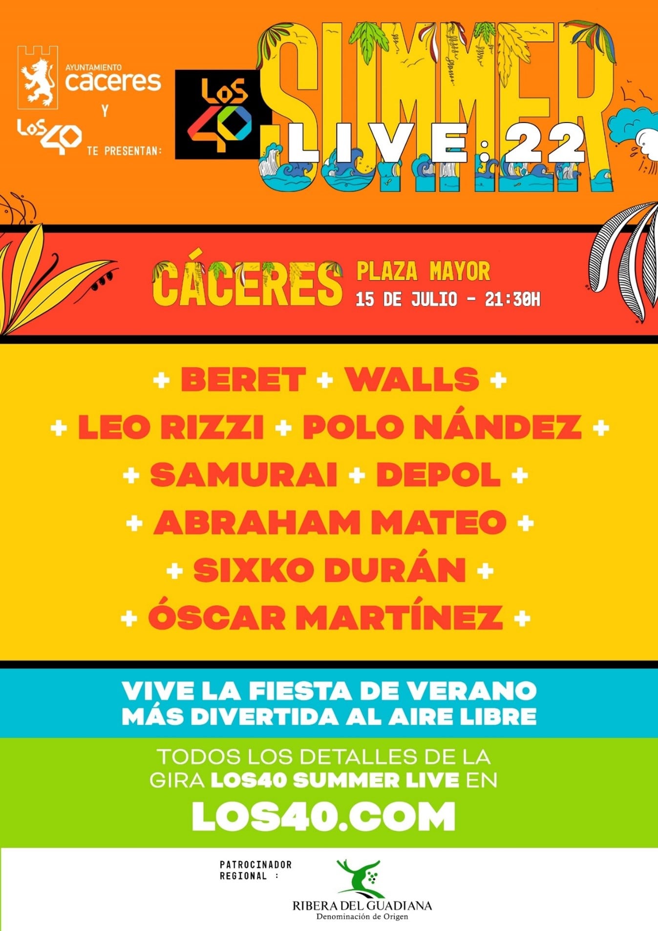 La gira LOS40 Summer Live llega a Cáceres el 15 de julio