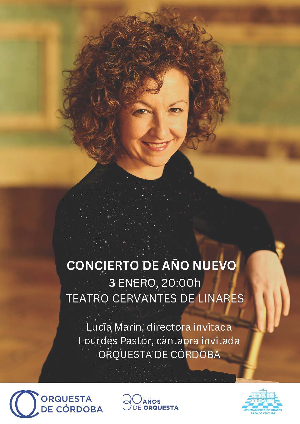 Lucía Marín, directora del concierto de año nuevo en Linares, 2023.