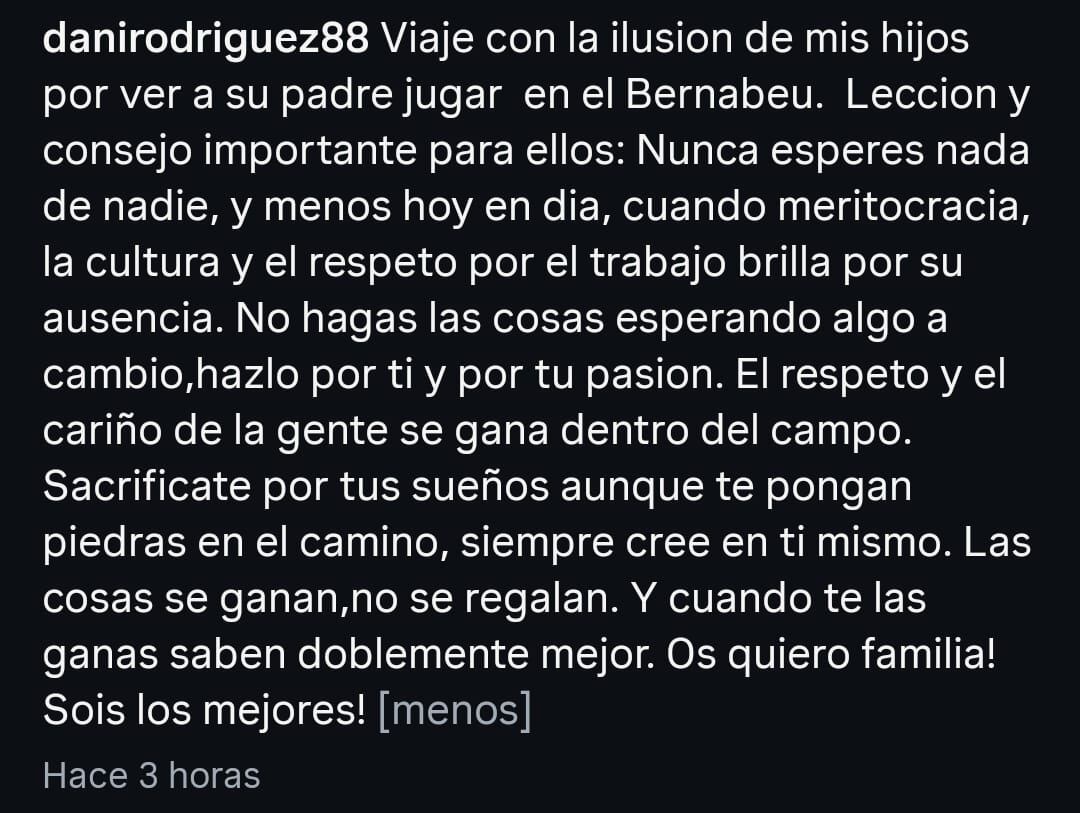 Dani Rodríguez, en su cuenta de Instagram