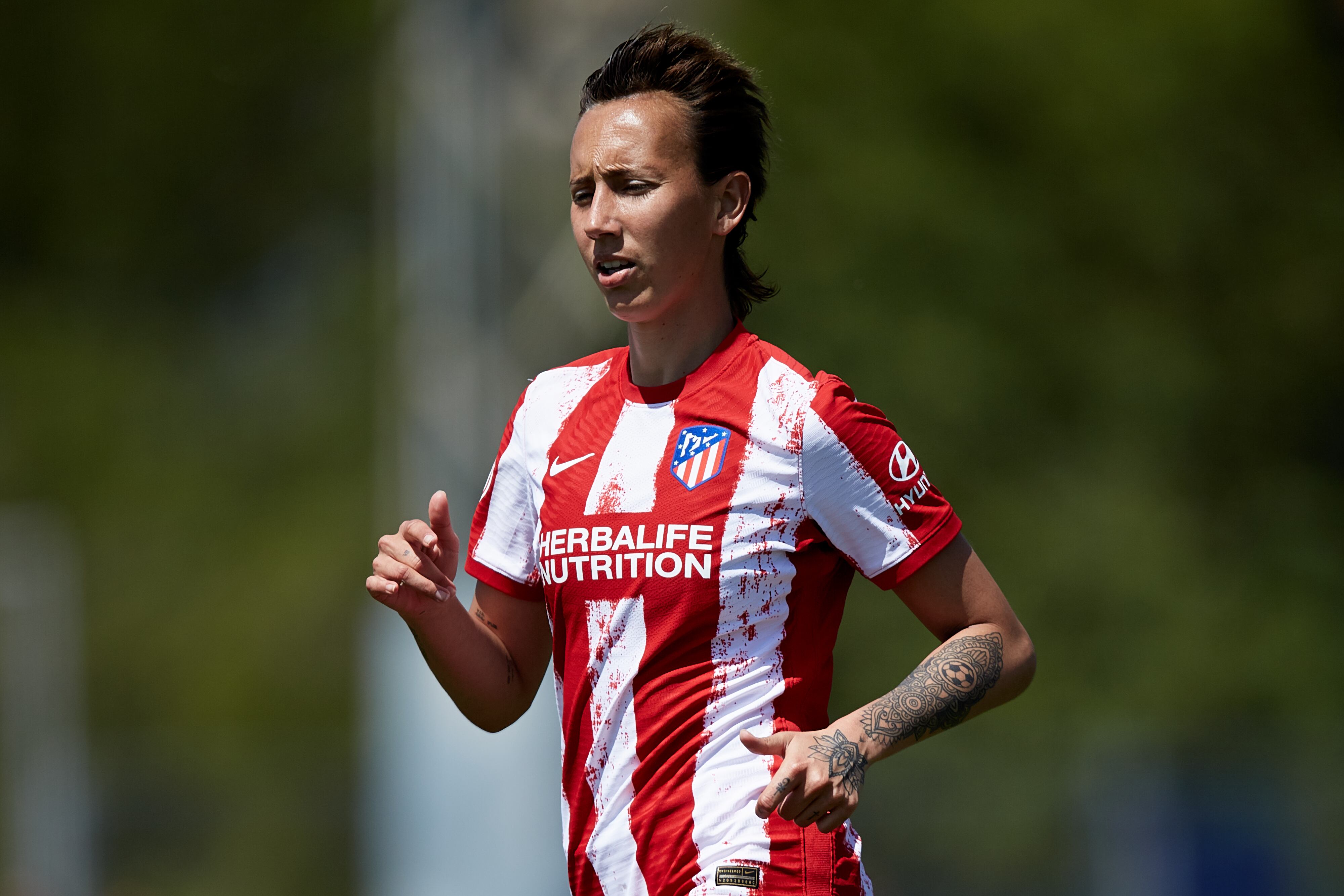 Virginia Torrecilla, jugadora del Atlético de Madrid, en un partido contra el Levante UD