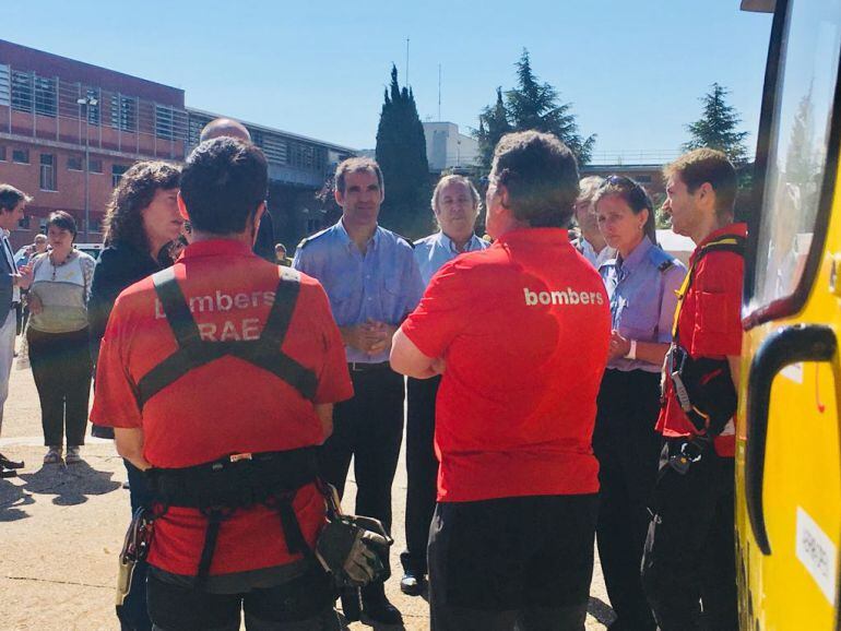 Sebastià Massagué al centre de la foto durant la presentacio de la campanya forestal 2018