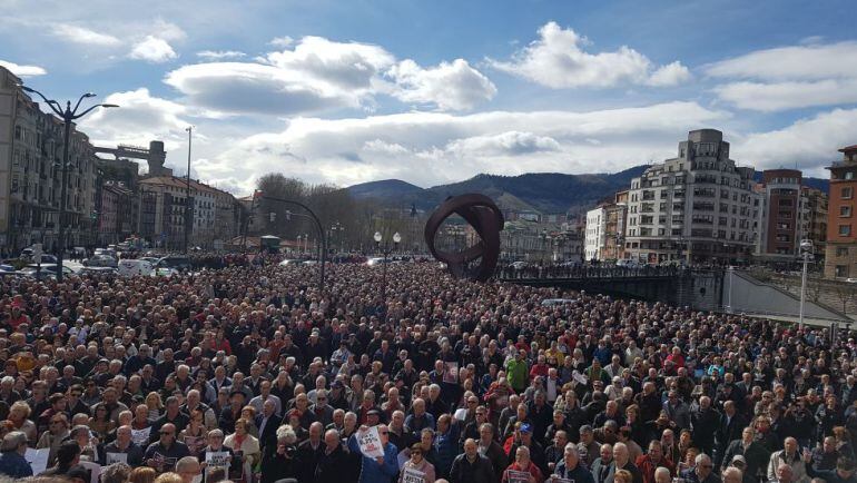 Manifestación de pensionistas en Bilbao.