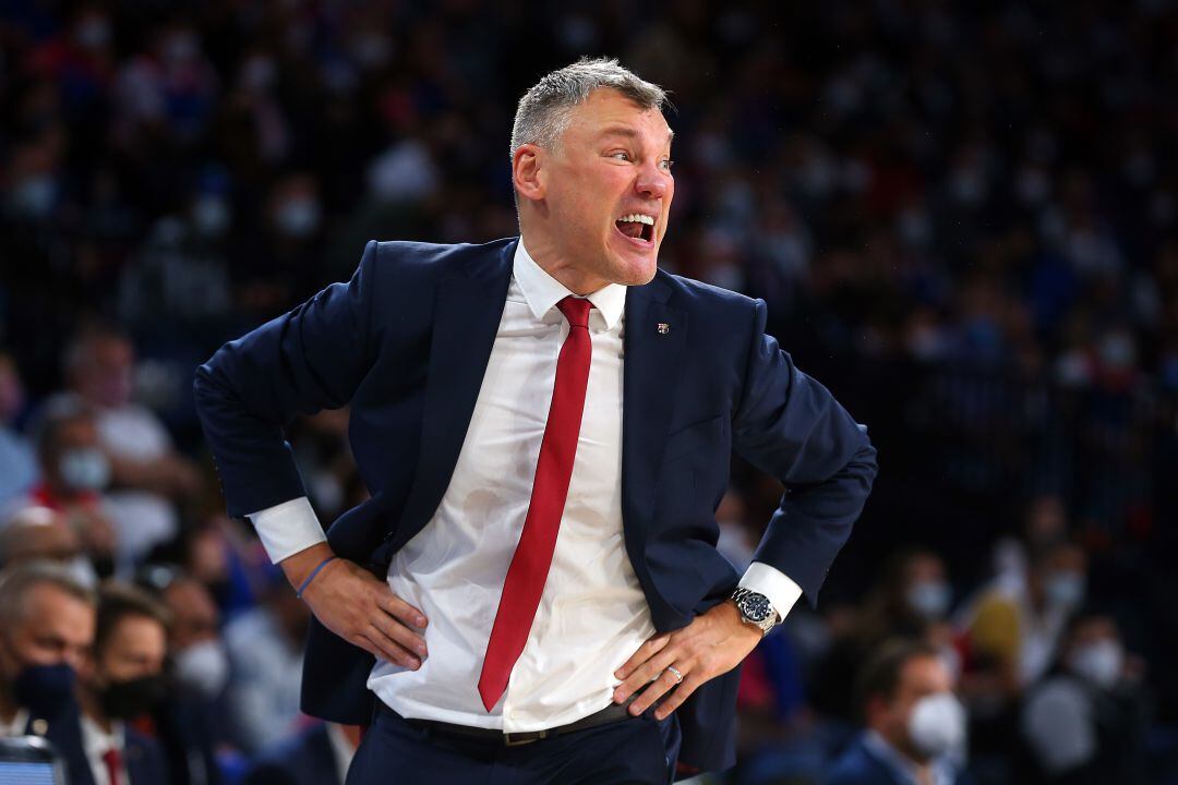 Sarunas Jasikevicius en un partido con el Barça de baloncesto