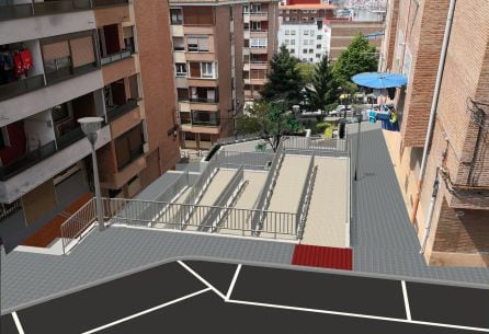 Se realizarán rampas para realizar conexiones accesibles entre diferentes zonas del barrio