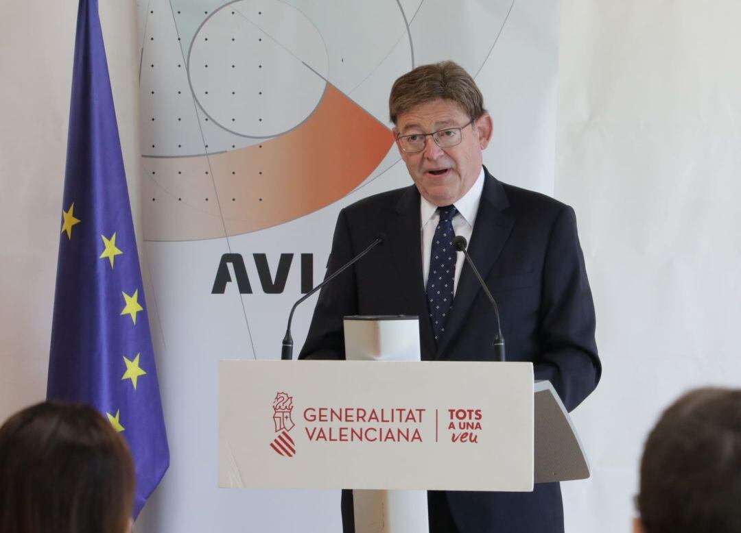 El president Ximo Puig, en el acto de la Agencia Valenciana de Innovación celebrado hoy en Distrito Digital.